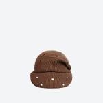 Metal Eyelet Knit Slouchy Cap